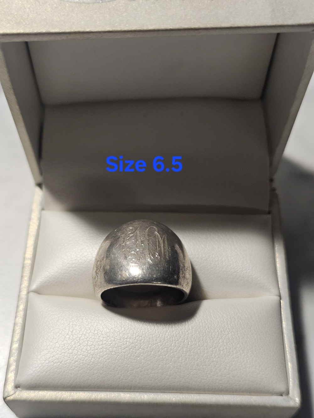 Sterling Silver 925 Domed Monogram Ring - Size 6.5